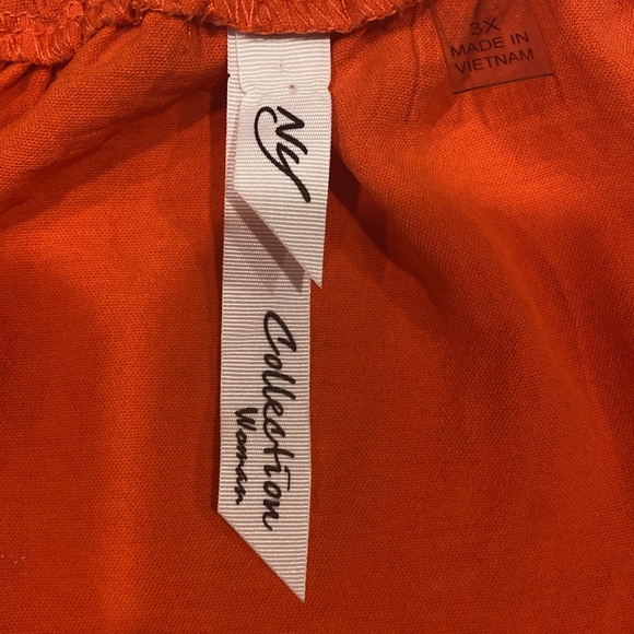 NY Collection Orange Peasant Top With Ruffled Sleeves, Size 3X, EUC - Picture 5 of 10